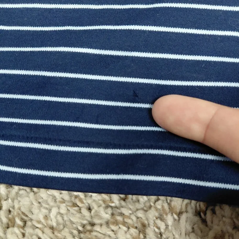 Polo Ralph Lauren Polo Shirt Mens 3XB Big Navy Blue Stripe Pony Cotton Jersey